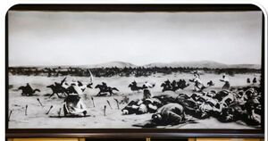 نقاشی نماز ظهر عاشورا اثر حامد جوانمردی که در موزه حرم شاهچراغ نگهداری می‌شود.[۱]