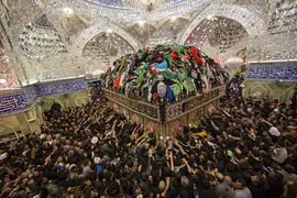 The tomb of 'Abbas b. 'Ali (a) in Karbala, during the ceremonies of Arba'in 2014. (Featured in October 23, 2015)